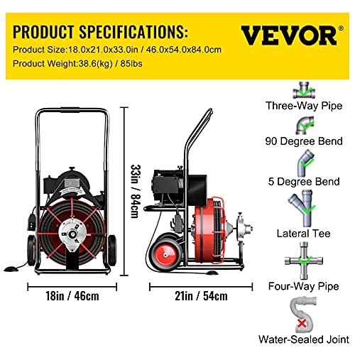VEVOR Drain Cleaner Machine with Foldable Handle