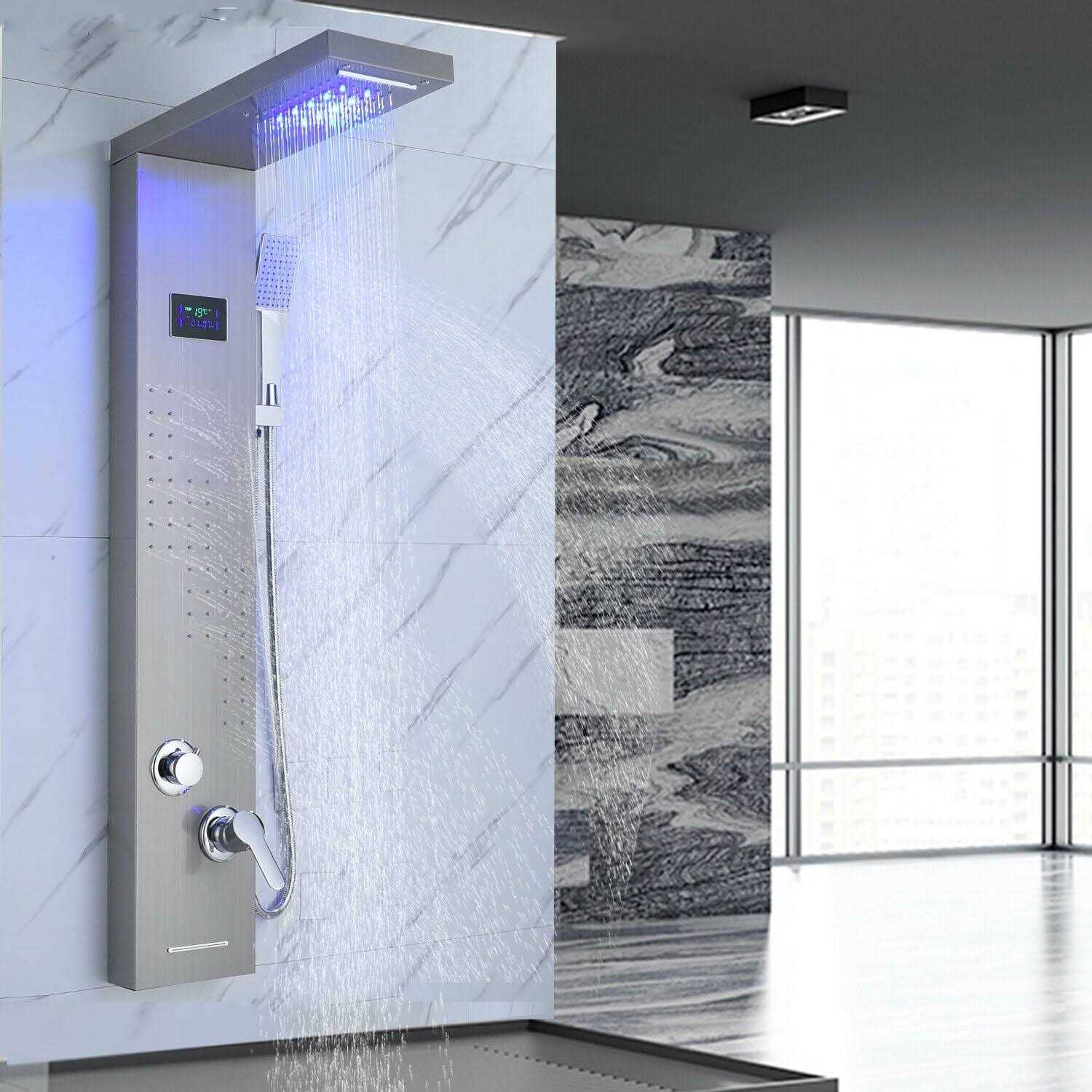 Senlesen LED Shower Panel Tower Massage Body Jet System Rain&amp;Waterfall Stainless Steel - Shop Hardware Tools Online Store
