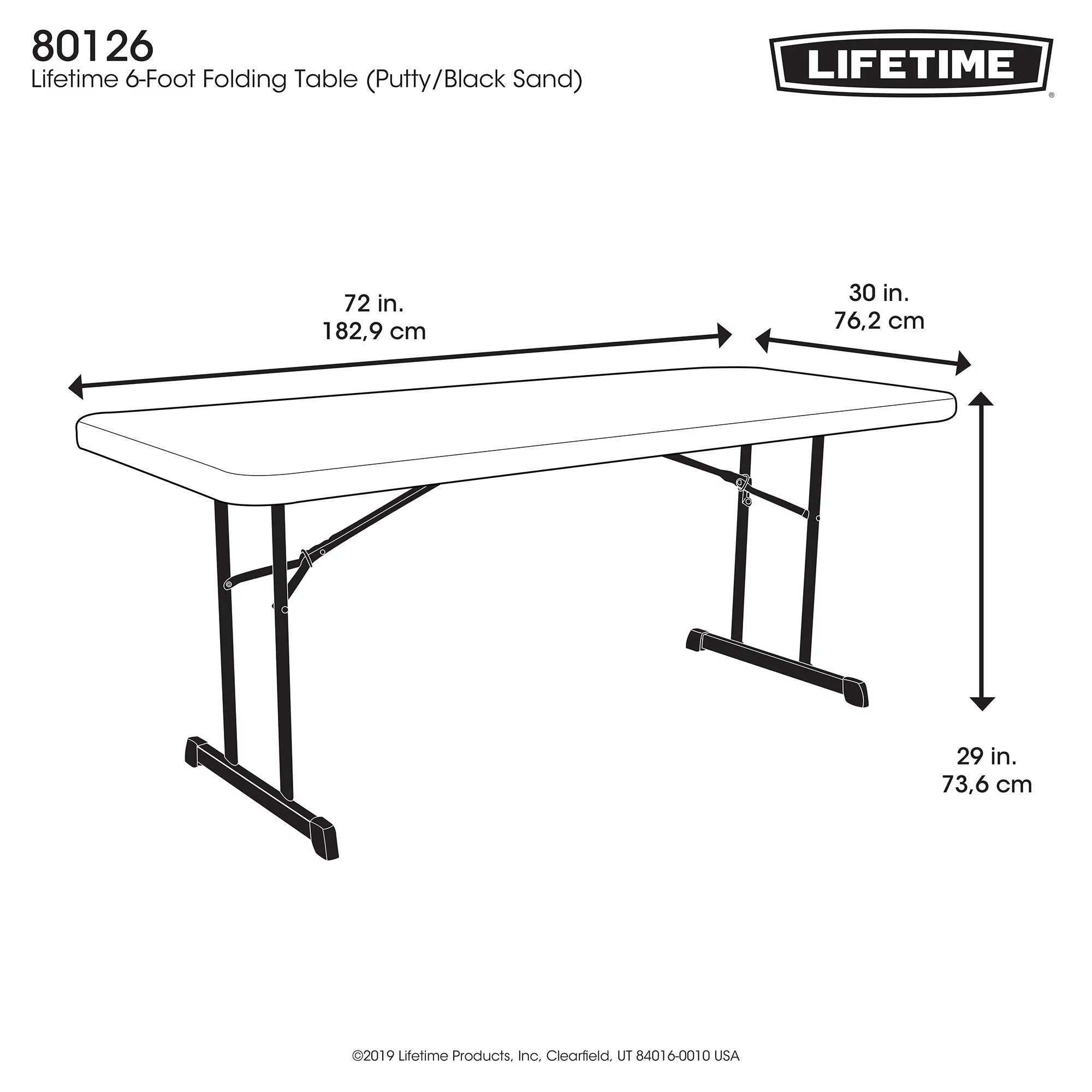 Lifetime 6 Foot Rectangle Folding Table, Indoor/Outdoor Professional, Putty (80126)