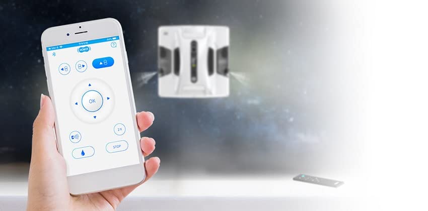HOBOT-2S Window Cleaning Automatic Robot with Ultrasonic Water Spray, Intelligent Cleaning, AI Smart Route Plan, Dual Replaceable Water Tanks, and Control via Smartphone or Remote