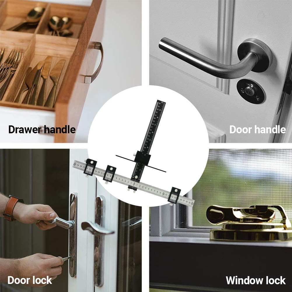 ASCENDAS Cabinet Hardware Jig, Aluminum Alloy Cabinet Jig for Handles and Pulls, Drill Guide Sleeve Drawer Pull Jig Tool for Cabinet Doors Knobs and Drawer Pulls