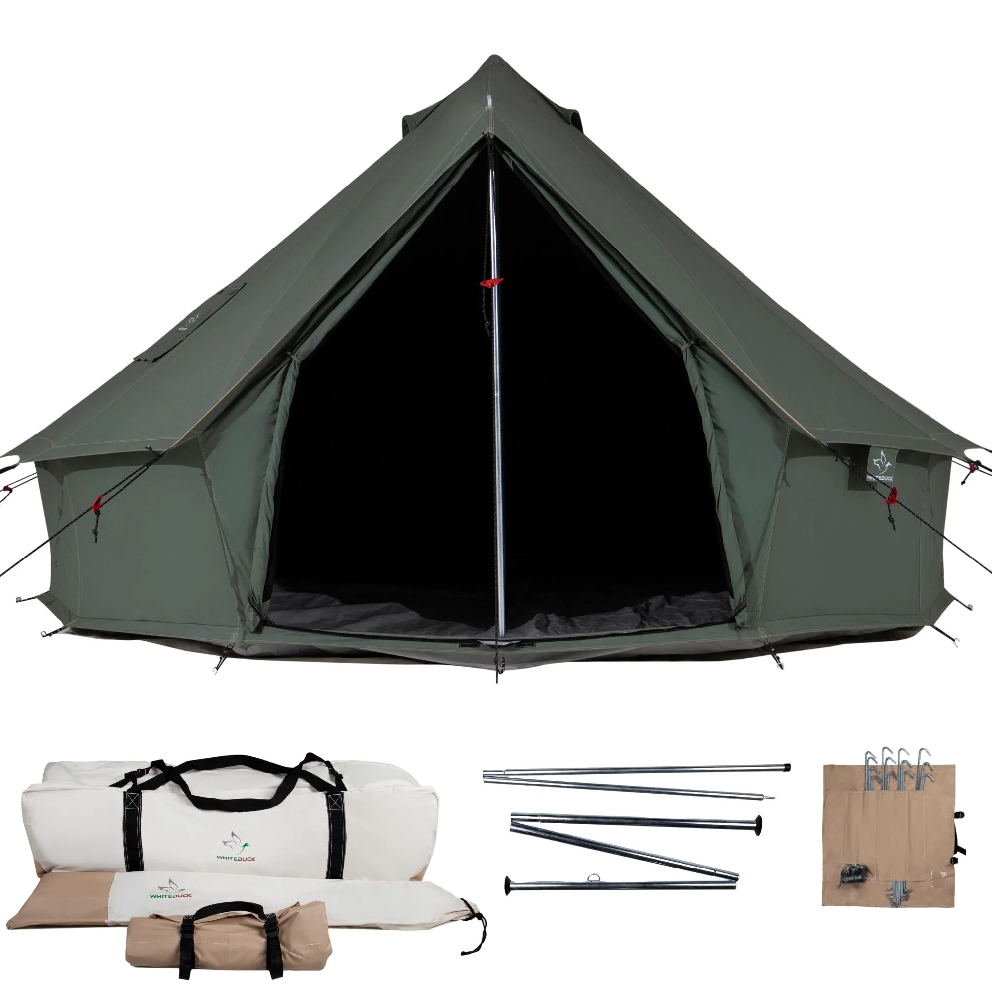 WHITEDUCK Regatta Canvas Bell Tent w/Stove Jack, Sandstone Beige, 13', Water Repellent 4-Season Camp