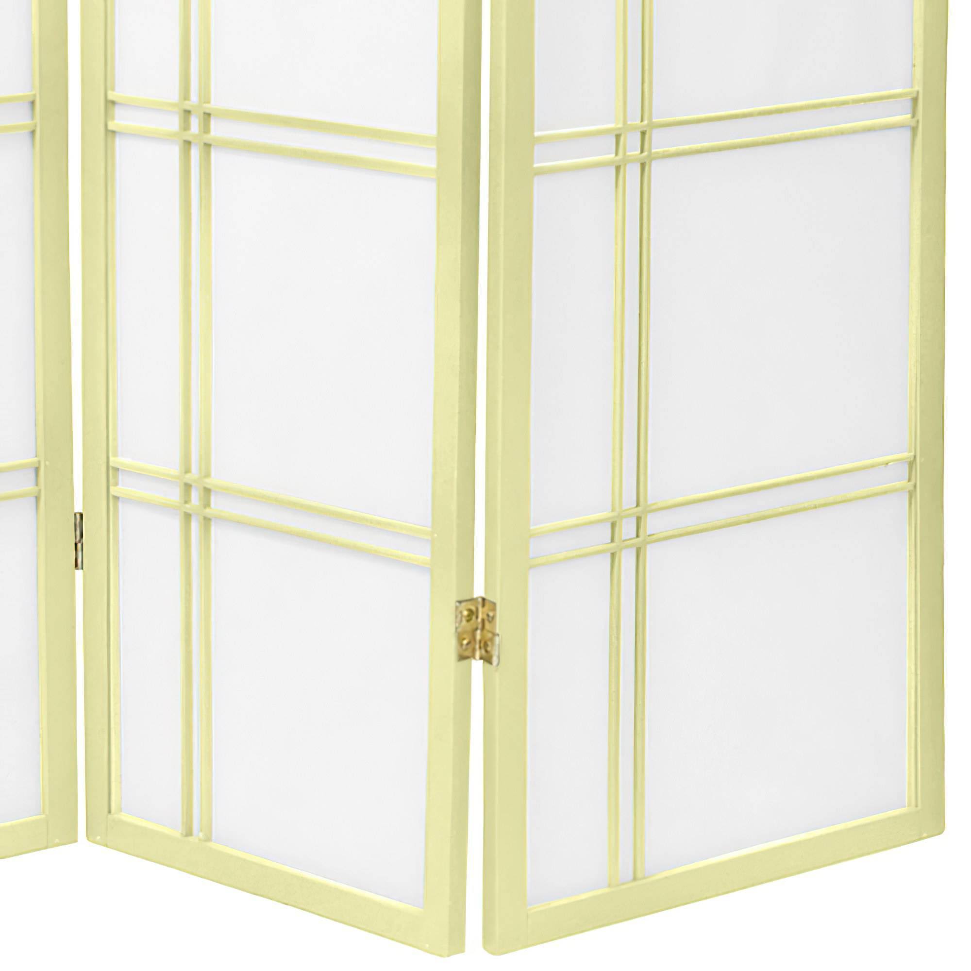 Oriental Furniture 6 ft. Tall Double Cross Shoji Screen - Special Edition - 5 Panel - Ivory
