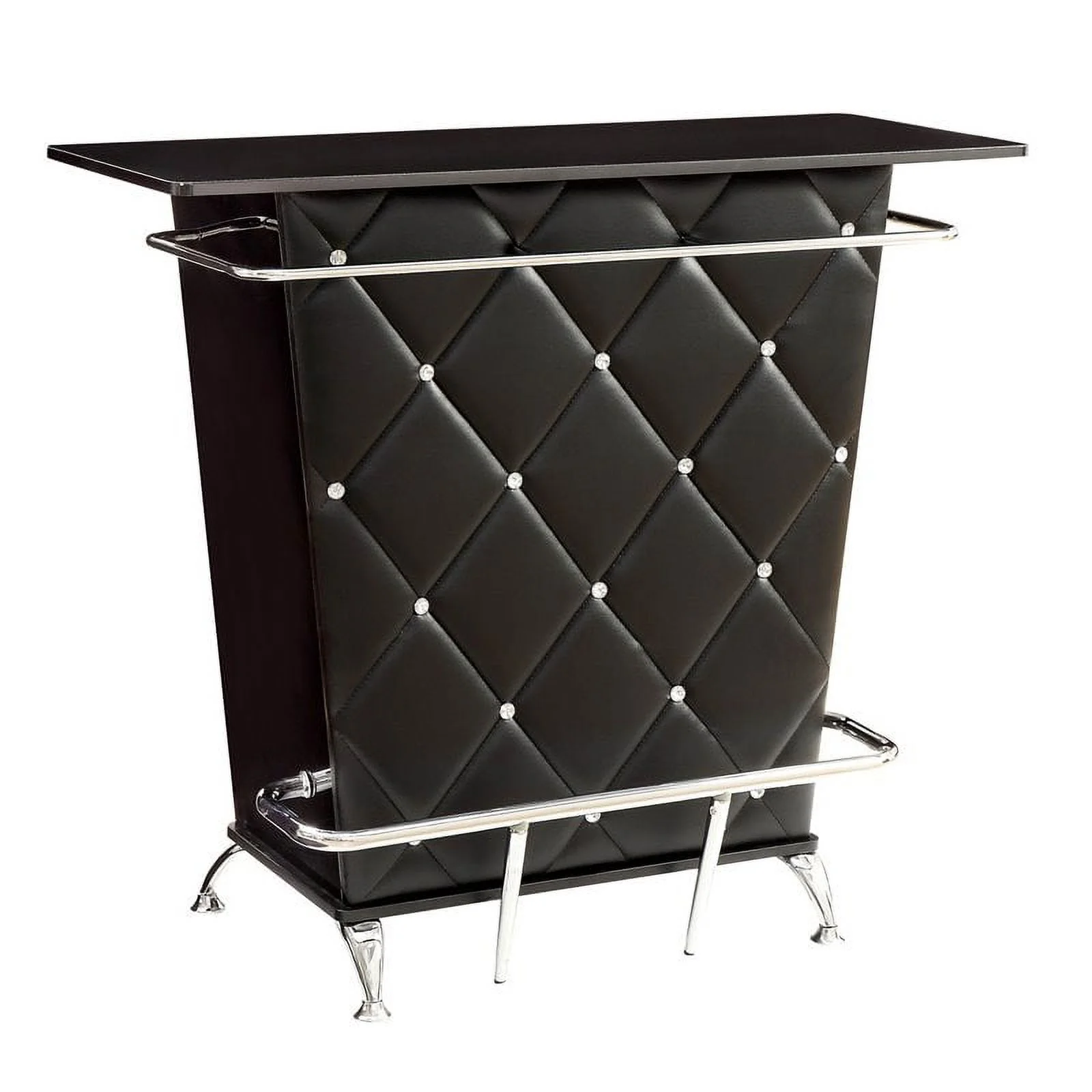Furniture of America Perii Contemporary Faux Leather Tufted Bar Table in Black