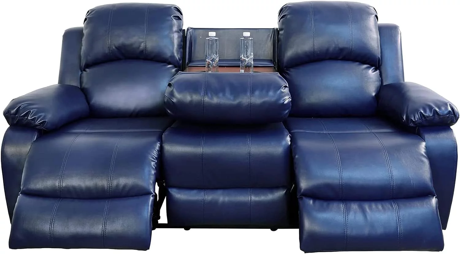 2 Piece Manual Recliner Sofa Couch, Home Theater Seating with Cup Holders, Living Room Furniture Sofa Set for Home Office (Sofa + Loveseat)