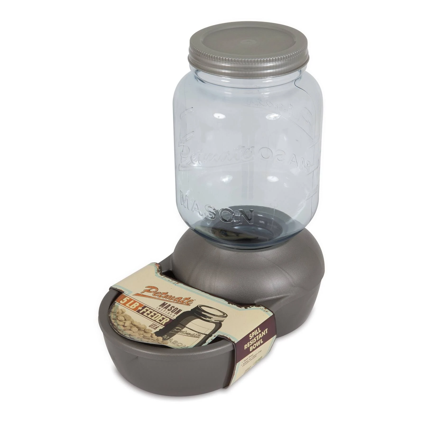 Petmate Mason Jar Replendish Dry Food Feeder