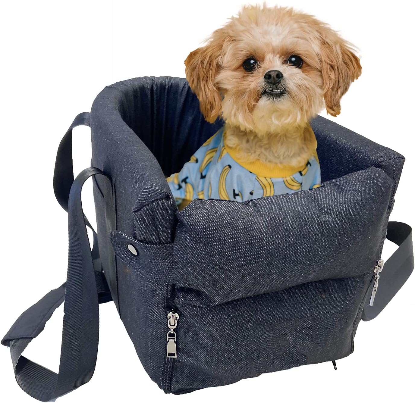 Ximei Dog Booster Car Seat ON Car Armrest Center Console Dog Pet Booster Car Seat Dog Cat Travel Seat Puppy Console for SUV Secure Safety Seat Perfect for Small Dogs Cats (Black and White)