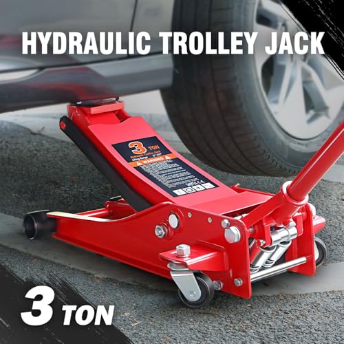 DNA MOTORING Floor Jack 3 Ton (6000 lbs) Capacity, Fast Lift Service Jack Low Profile Steel Heavy Duty Hydraulic Car Jack, Lifting Range 3"-20", Black, TOOLS-00475-BK