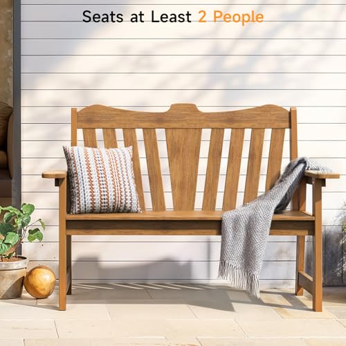Outdoor Bench, 2-Person Weatherproof Garden Bench with Wide Armrests and Backrest, All-Weather Patio Bench Will not Rot and Fade for Garden, Porch, Backyard and Park, Easy Installation, Black