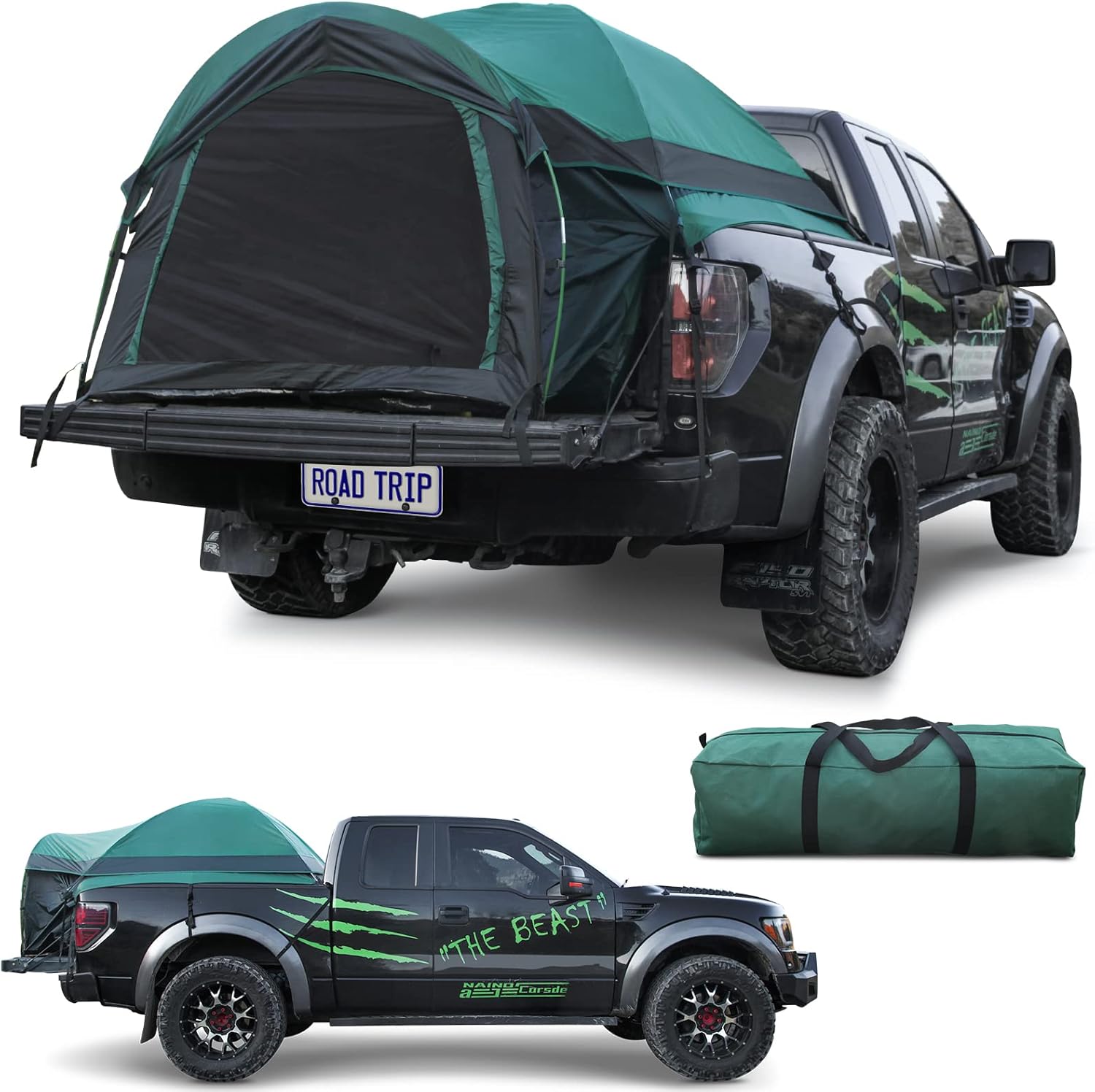 MR Full Size Truck Tent for Camping with Waterproof Rainfly, Double Layer for 2-Person Portable Truck Bed Tent, Car Bed Camp Tents for Pickup Trucks, Fits Mattresses 79-81", Vehicle Mounted Tent…