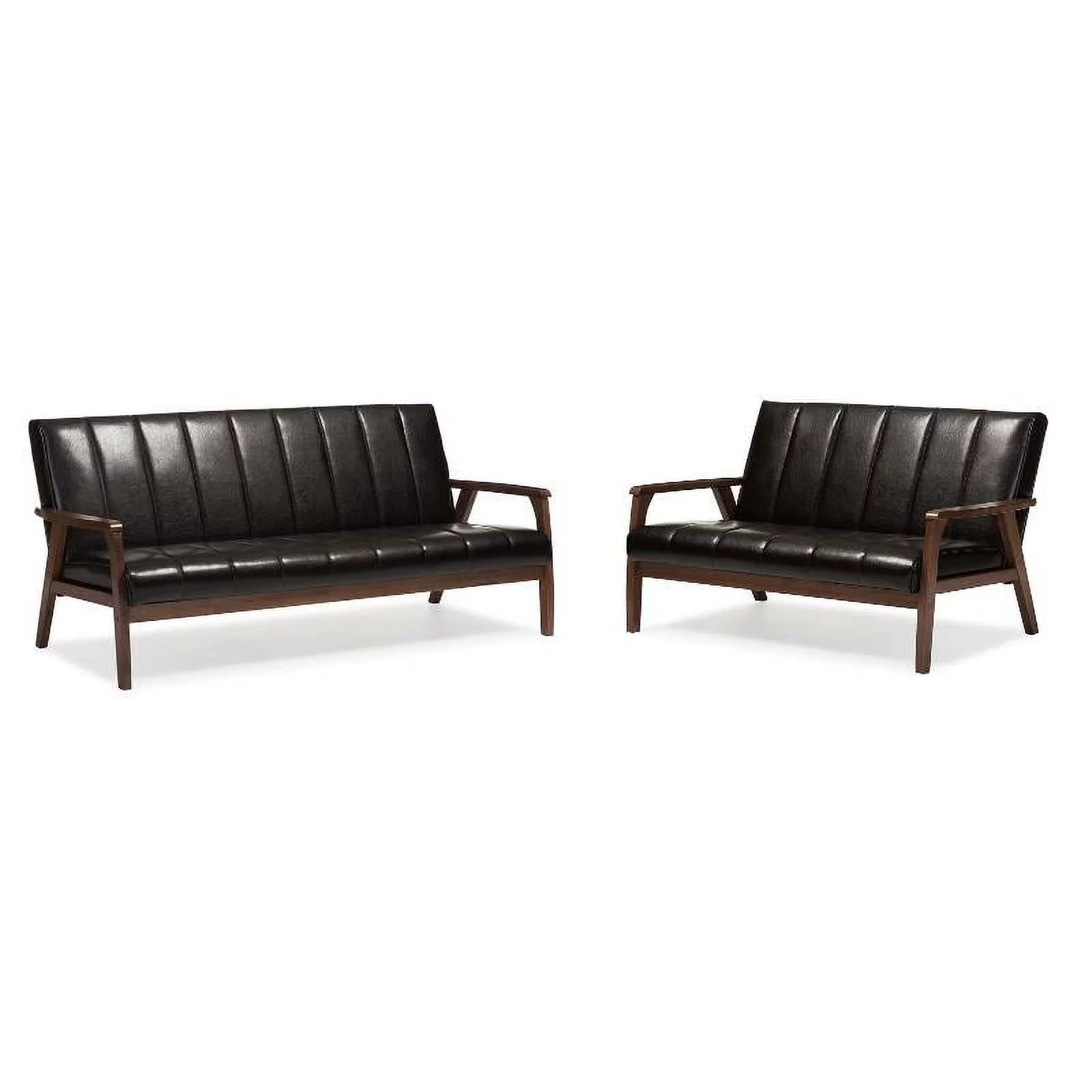 Home Square 2 Piece Living Room Set with Sofa and Loveseat in Dark Brown - Curated Treasures Market