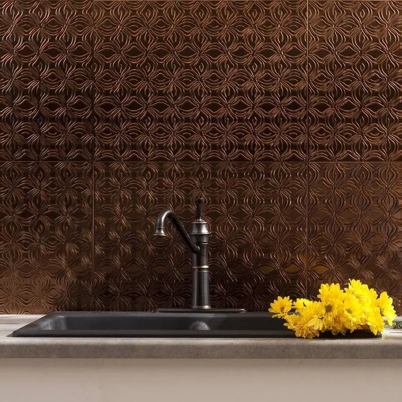 Fasade 18in x 24in Lotus Oil Rubbed Bronze Backsplash Panel (5 Pack)