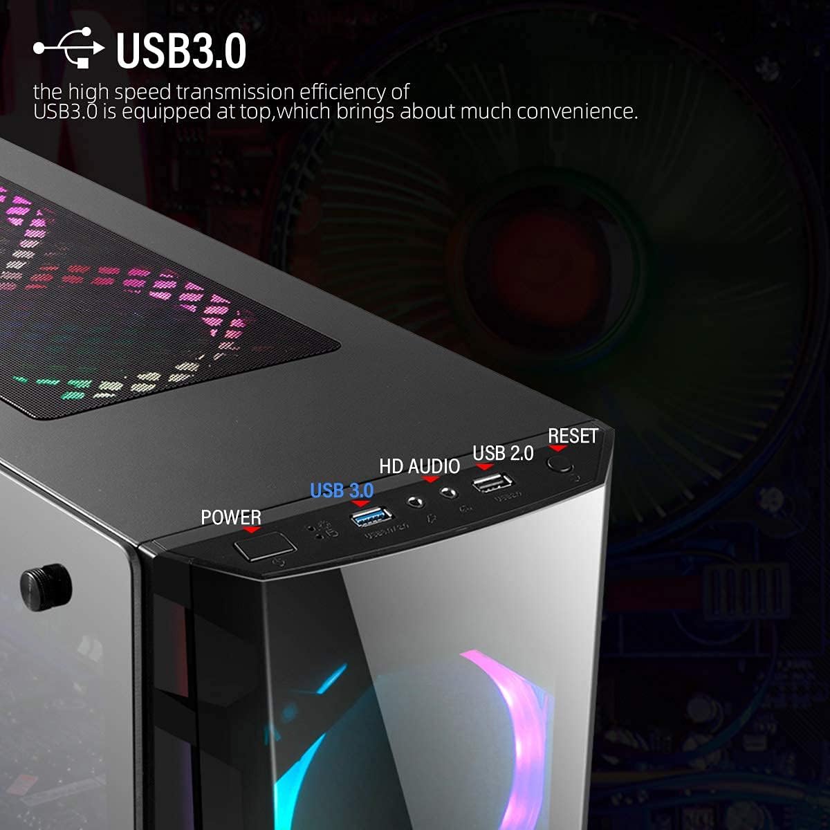 GOLDEN FIELD Z7 Computer Case Gaming PC Case ATX Case Micro ATX / ITX Mid Tower Desktop Computer Shell Case