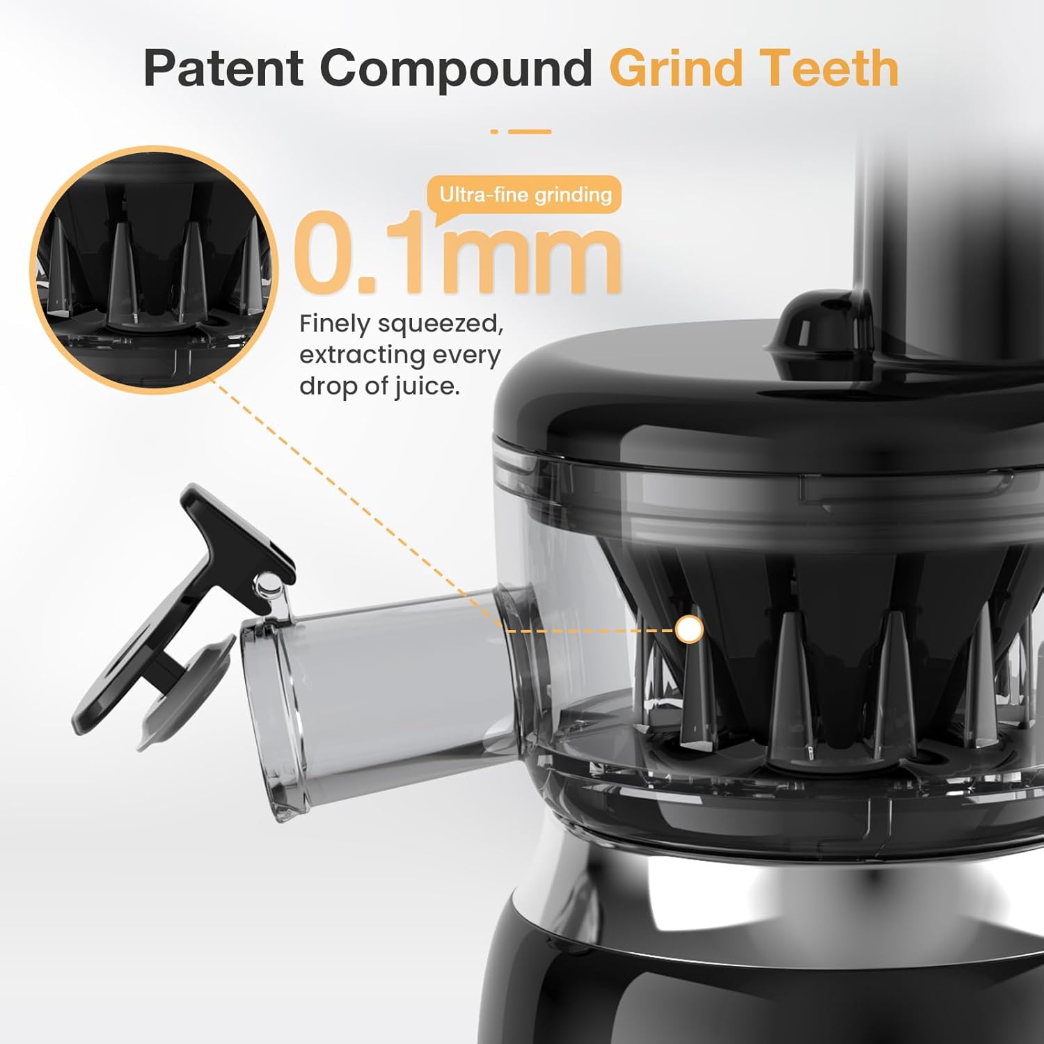 Juicer Machines, Cold Press Masticating Juice Extractor with 30% higher juice yield, Quiet Motor and Reverse Function, Dishwasher Safe, Compact design