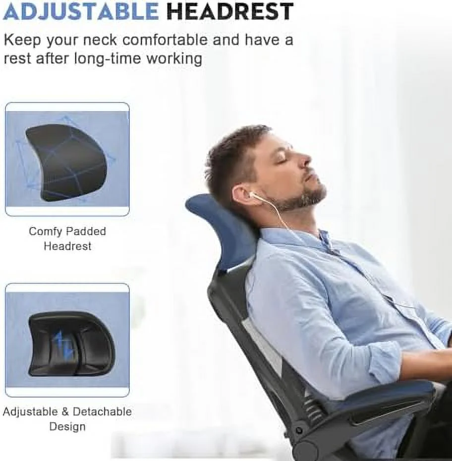 Office Chair - Ergonomic Desk Chair with Adjustable 2D Headrest &amp; Lumbar Support  Til t&amp; Height Adjustment  Office Desk Chairs