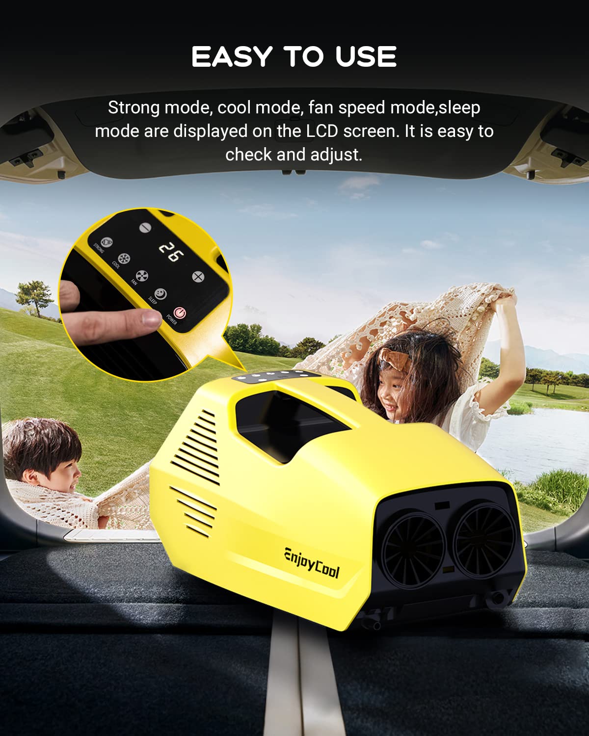 2380BTU Fast Cooling Outdoor Air Conditioner, Portable Air Conditioners, 240W Low Power Consumption Portable Mini Air Conditioner for Camping Tent, RV, Car, Truck, Van and Fishing-Yellow