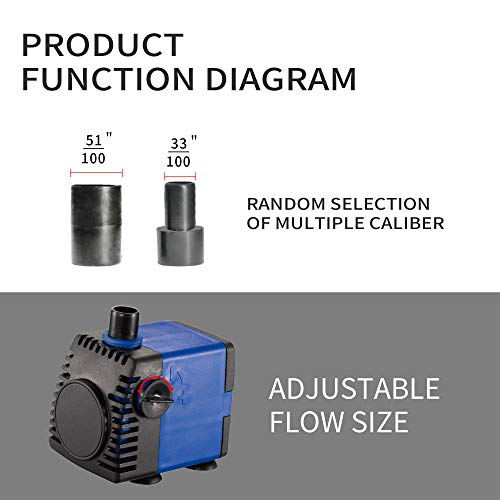 JAJALE Submersible Water Pump Ultra Quiet For Pond,Aquarium,Fish Tank,Fountain,Hydroponics