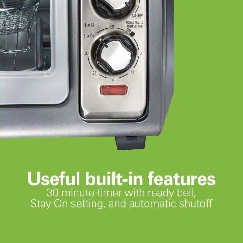Air Fryer Toaster Oven with Easy Reach Door, 6 Slice Capacity, Stainless Steel