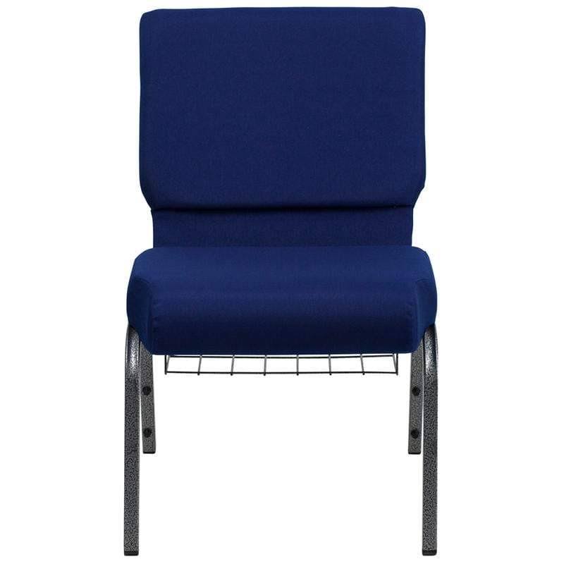 Flash Furniture Hercules Crimson Fabric Silver Vein Frame Church Chair with Cup Book Rack