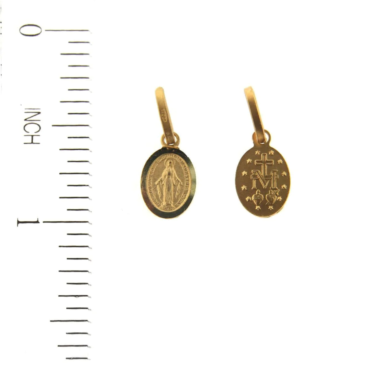 18k Solid Gold Small Miraculous Medal with Polished border