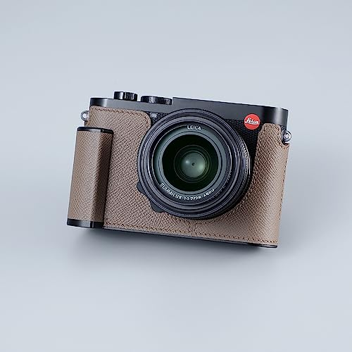 Camera Half Case for Leica Q3,SIUTATDSH Vintage Metal Genuine Leather Camera Protective Cases Stylish Portable Shockproof (BlackC)