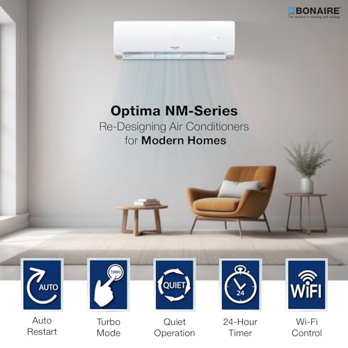 Bonaire Durango Mini Split Air Conditioner and Heater with Smart Wifi App Enabled, Energy Saving Inverter Ductless Wall AC Unit for Rooms, White