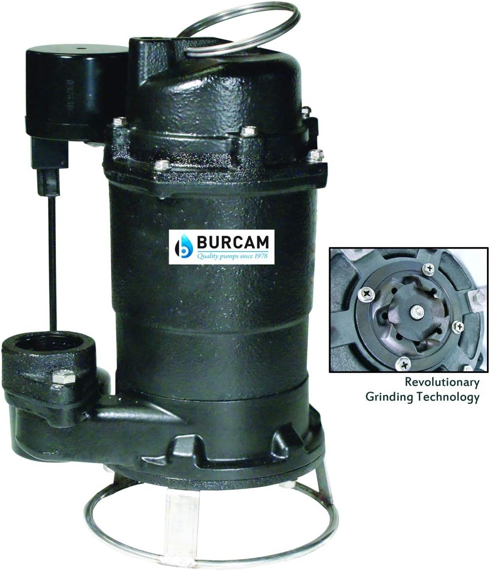 BURCAM 401446P 3/4HP Complete Sewage Grinder Pump System, Black