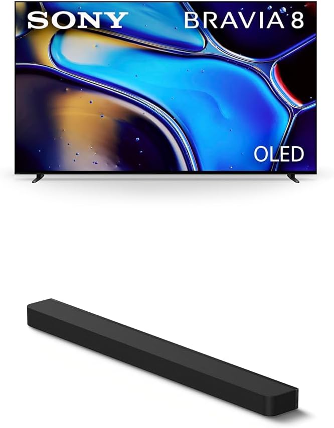 Sony 55 Inch OLED 4K Ultra HD TV BRAVIA 8 Smart Google TV with Dolby Vision HDR and Exclusive Features for Playstation®5 (K-55XR80), 2024 Model BRAVIA Theater Bar 8 Sound Bar