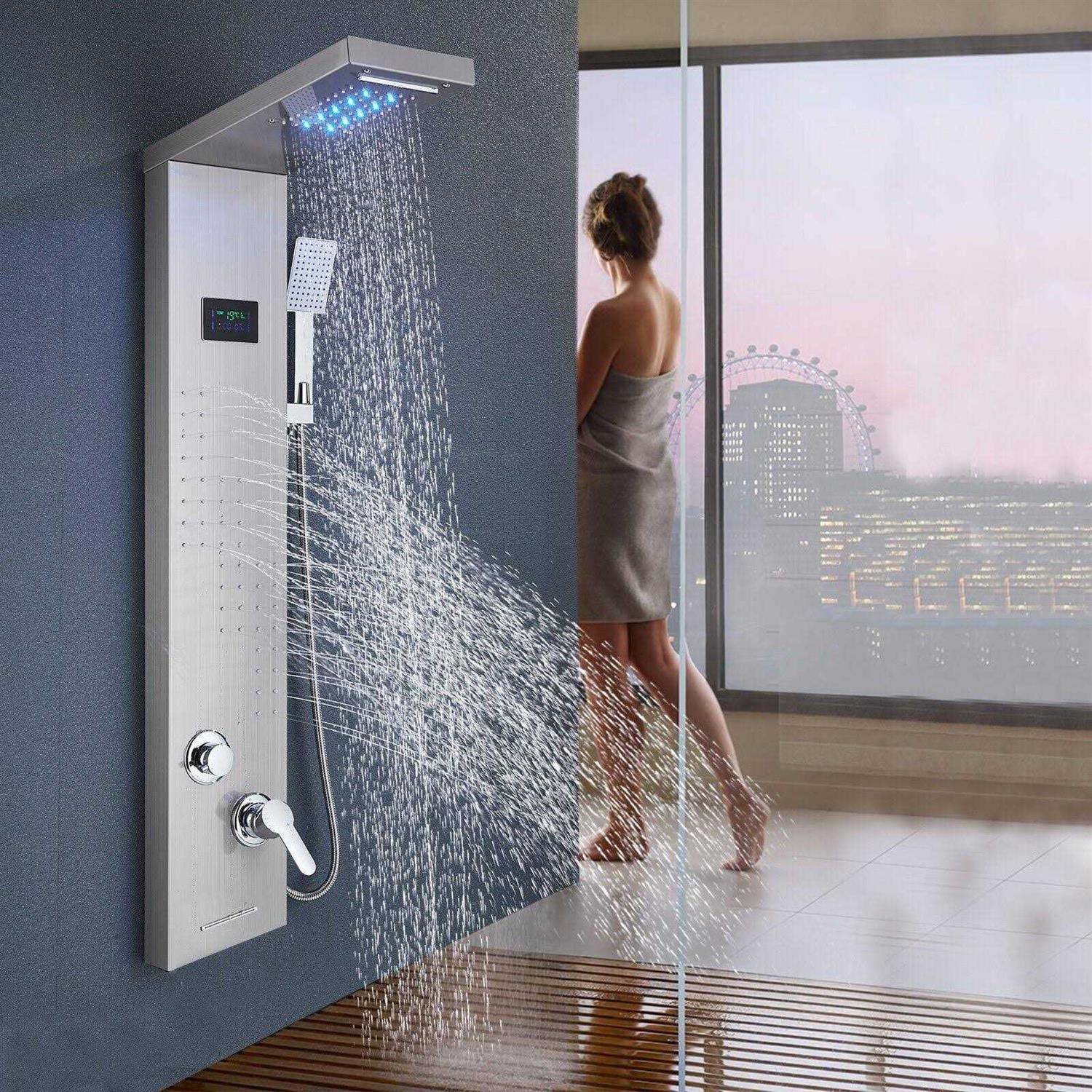 Senlesen LED Shower Panel Tower Massage Body Jet System Rain&amp;Waterfall Stainless Steel - Shop Hardware Tools Online Store