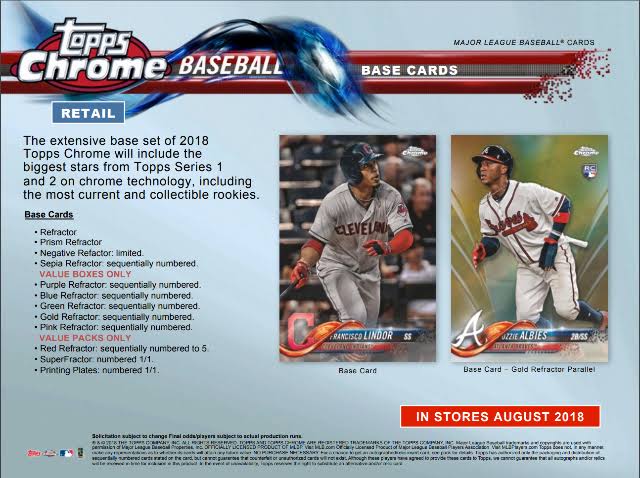 2018 Topps Chrome Baseball Blaster Box (Sealed)