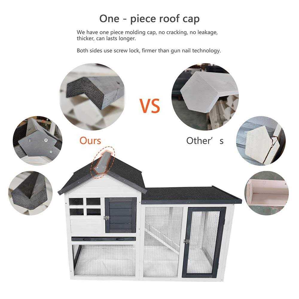 BIRASIL 48''L Rabbit Hutch Indoor Outdoor Bunny Cage Rabbit Hutch Wood House Pet Cage for Small Animals - Pet Supplies online store