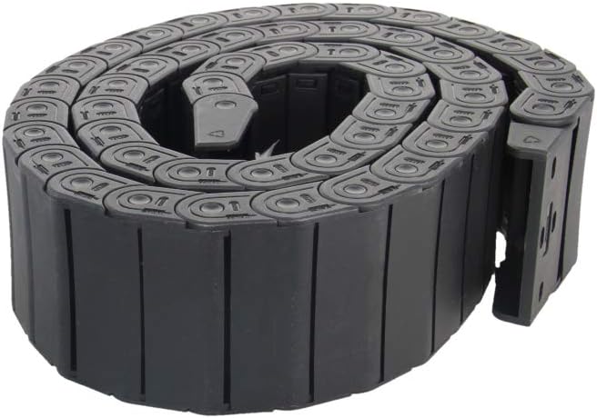 Fielect Drag Chain Cable Carrier Open Type with End Connectors R100 35X100mm 1 Meter Plastic for Electrical CNC Router Machines Black 1Pcs