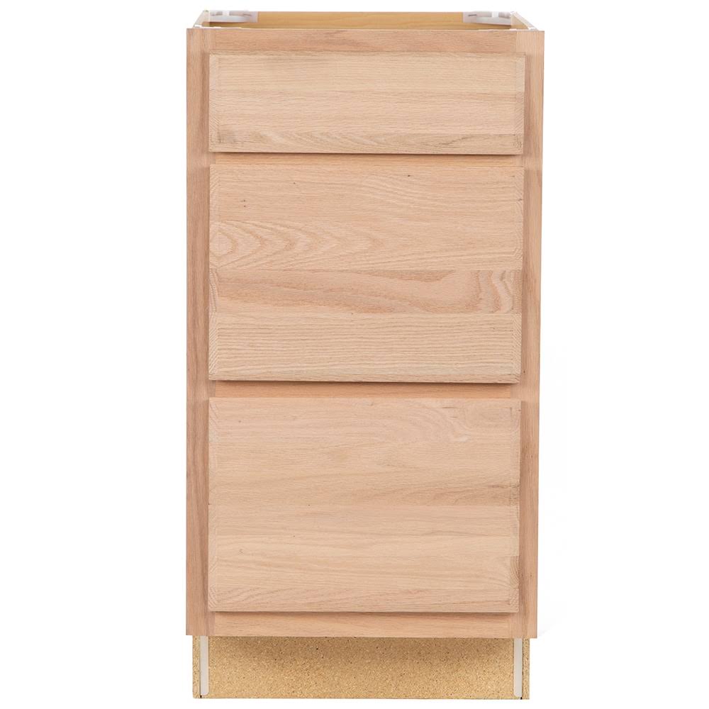 Project Source 18-in W x 35-in H x 23.75-in D Natural Unfinished Oak Drawer Base Fully Assembled Stock Cabinet in Brown | 33A DB