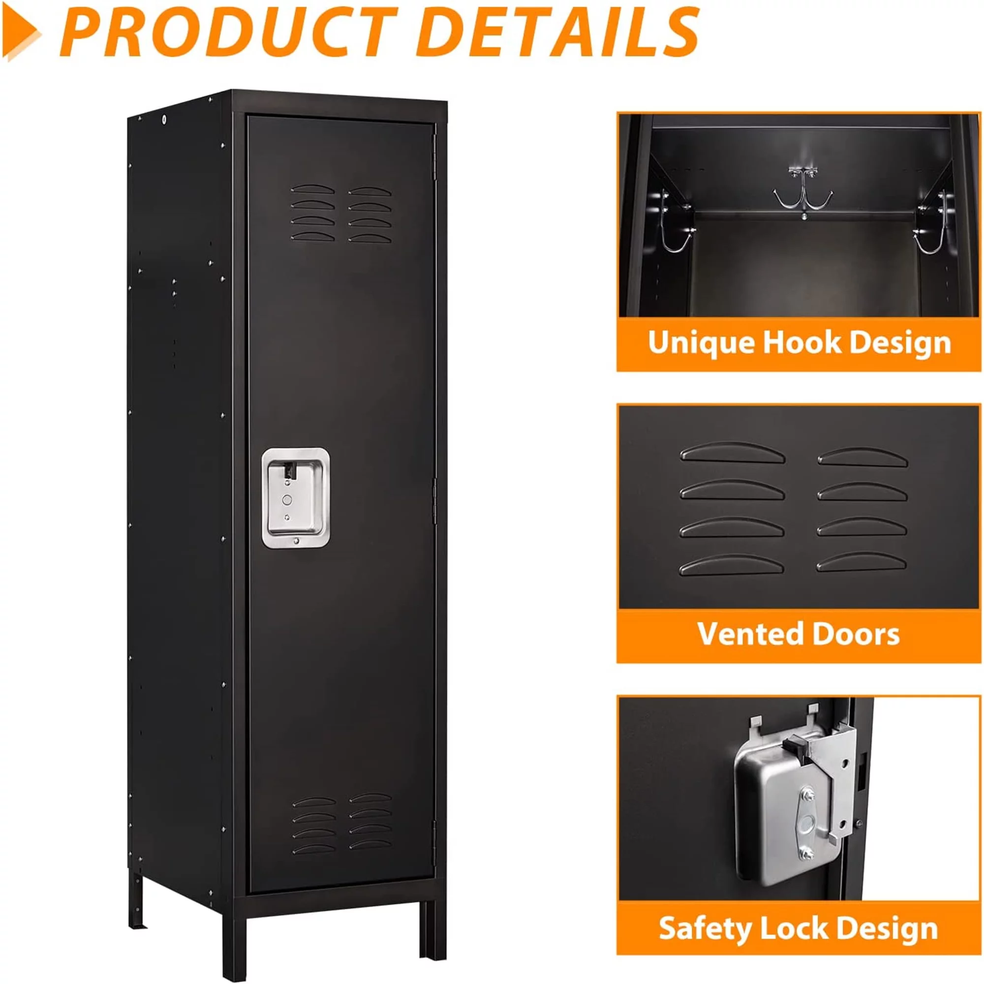 STANI Metal Storage Cabinet, Storage Locker Employees Locker with 6 Doors, 47 Height Steel Cabinet with Lockable Doors, Storage Cabinet with Adjustable Feet for Home Office Gym Clothes