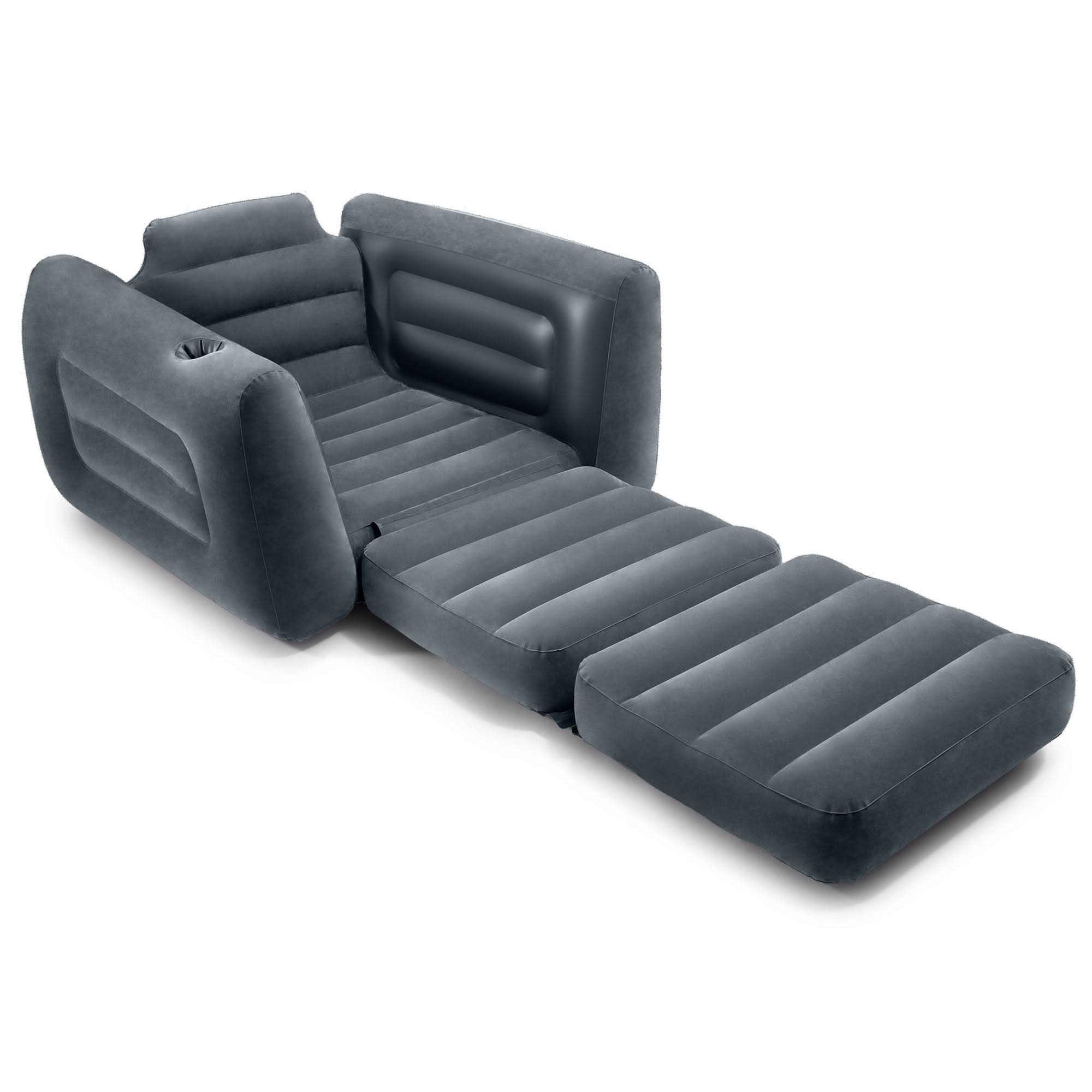 Intex Inflatable Pull Out Sofa Chair Sleeper w/ Twin Sized Air Mattress (3 Pack) 1 Unit