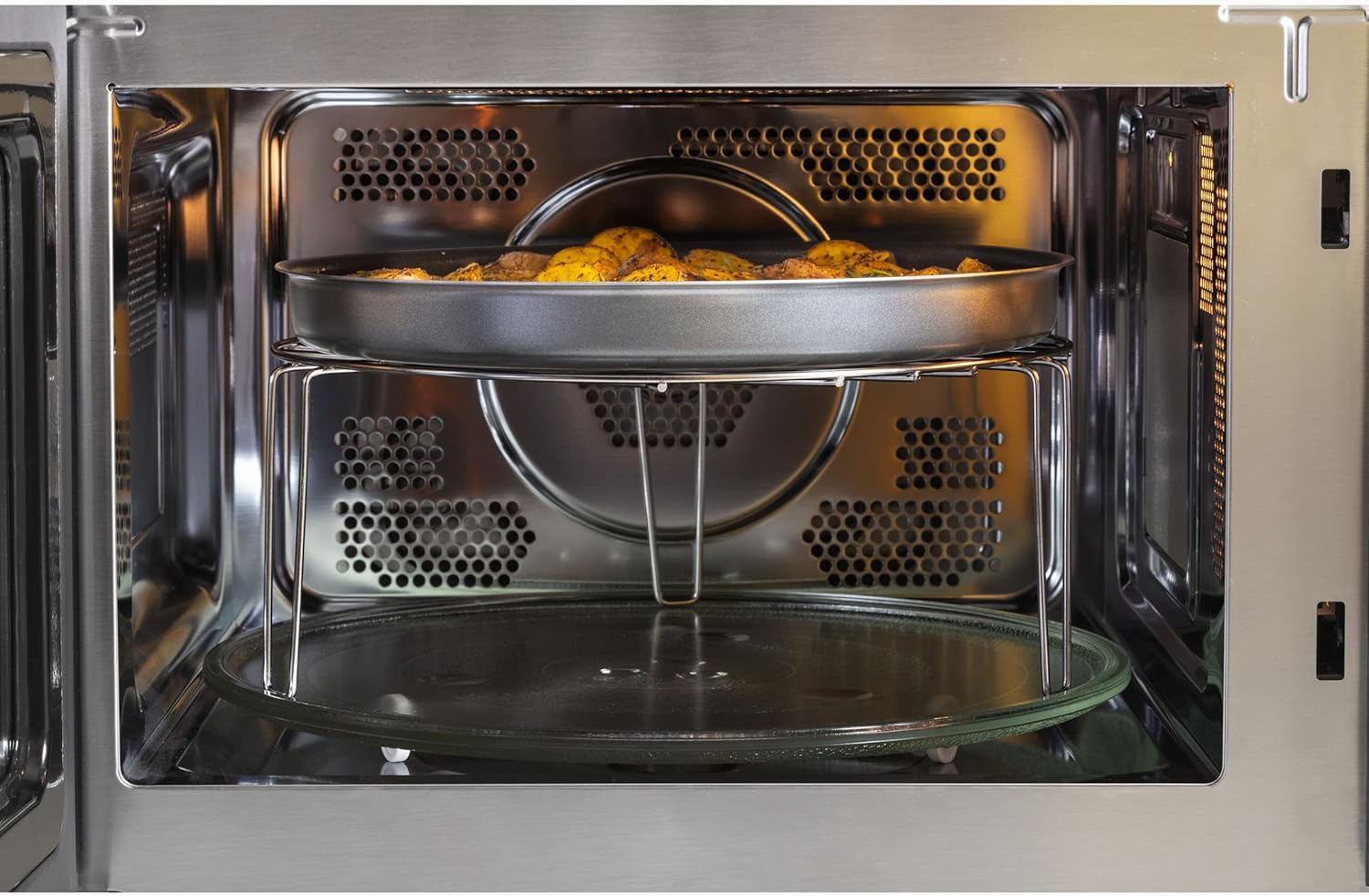 3-in-1 Countertop Microwave Oven Complete With Air Fryer Broiler & Convection Mode 1.0 Cubic Feet Capacity 1050 Watts Kitchen Essentials for the Dorm Room or Countertop,Stainless Steel