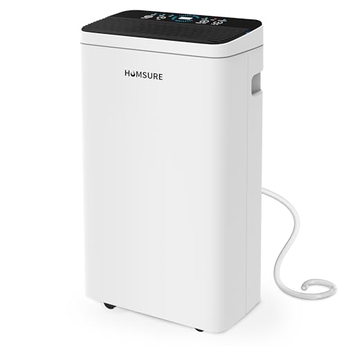 Dehumidifier 30 Pint 1500 Sq Ft, Dehumidifiers For Home, Dehumidifier With Drainage Hose In Basement Bathroom And Bedroom, Intelligent Humidity Control With 24 Hour Drying Timer