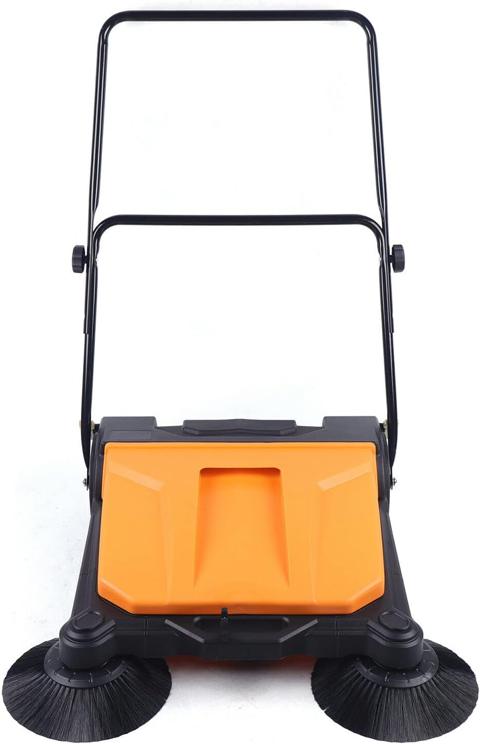 Hand-Push Electric Sweeping Brush, 26 Inch Manual Twin Push Sweeper Walk-Behind Floor Sweeper, with 15L Waste Container for Indoor/Outdoor