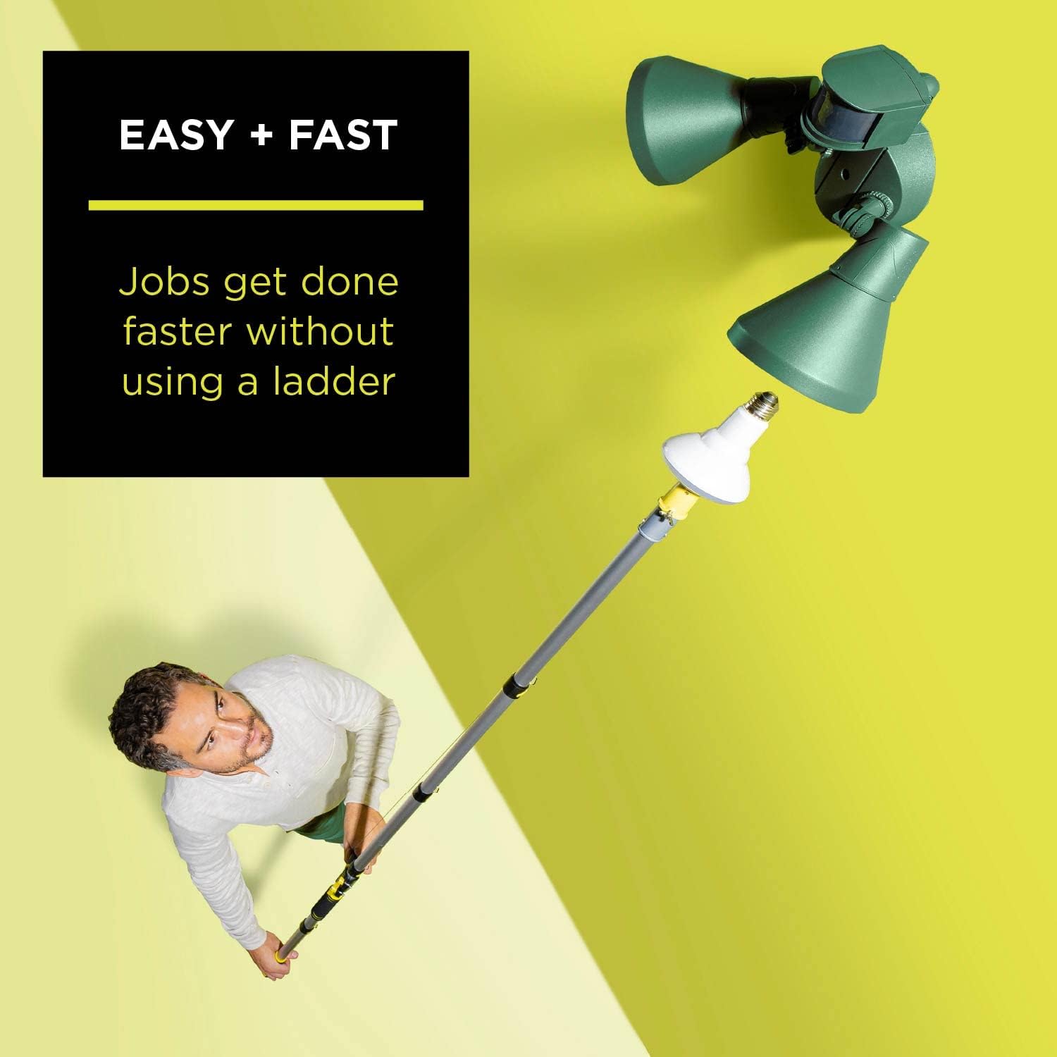 DocaPole Light Bulb Changer with 7-30 Foot Telescopic Extension Pole For High Ceilings and Recessed Lights, Suction Cup Style