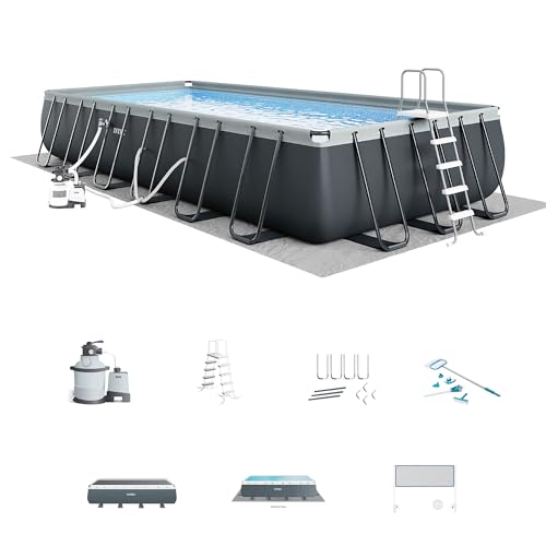 Intex 18' x 9' x 52" Ultra XTR Rectangular Frame Swimming Pool Set with Pump - Above Ground Backyard Large Rectangle Pool with 45-Inch Deep Water