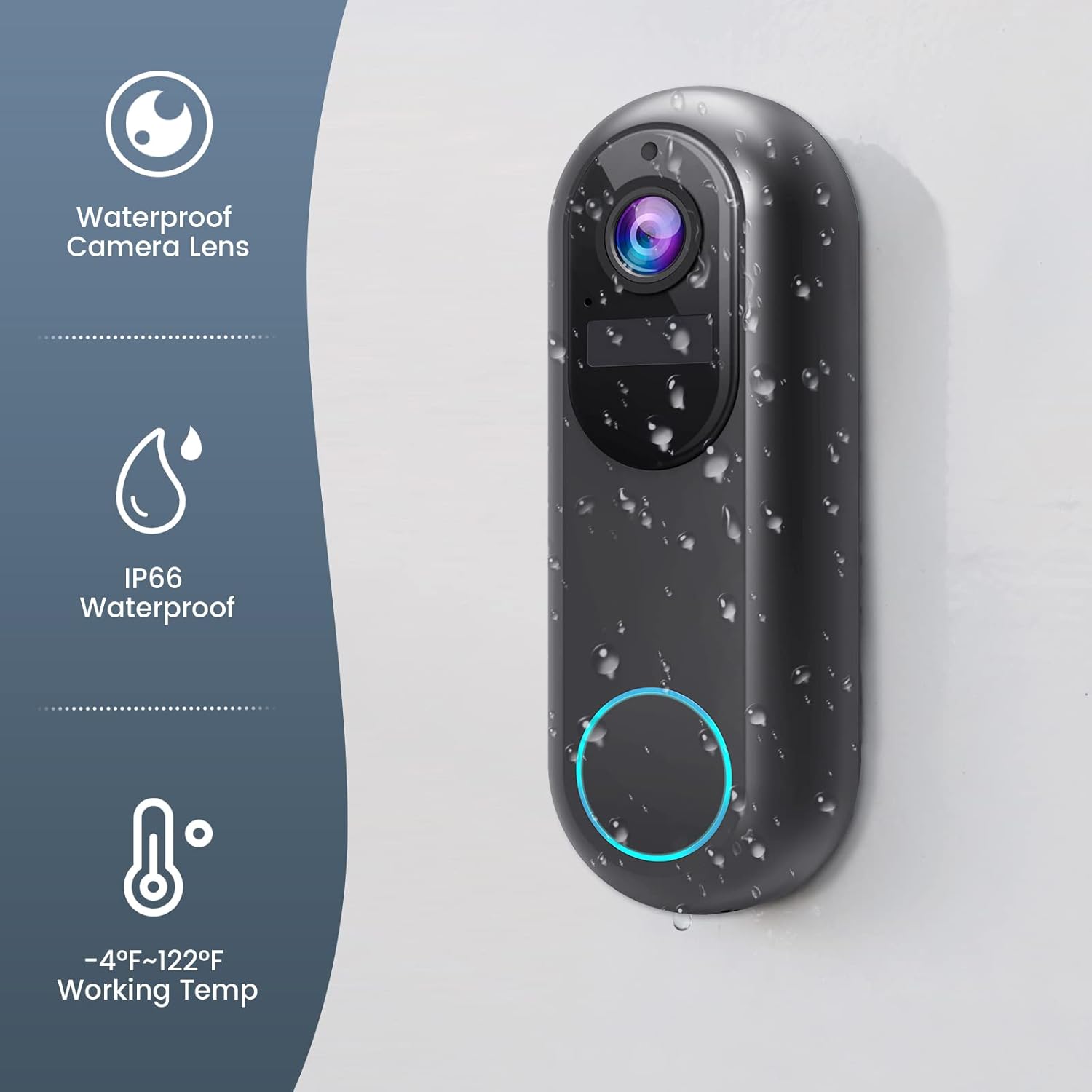 Wireless Video Doorbell Camera, Morecam 1080P HD Security WiFi Doorbell Camera with Wireless Chime, Motion Detect Sensor, IR Night Vision, IP66 Waterproof, 2-Way Audio Pack of 2