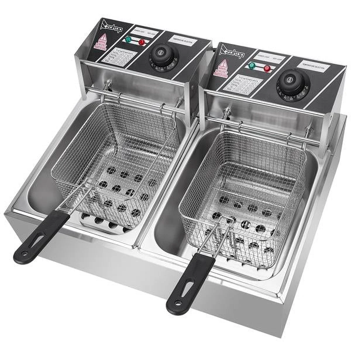 Mother's Day Sales - Commercial 12L 5000W Professional Electric Countertop Deep Fryer Dual Tank Stainless Steel for Restaurant - Curated Treasures Market