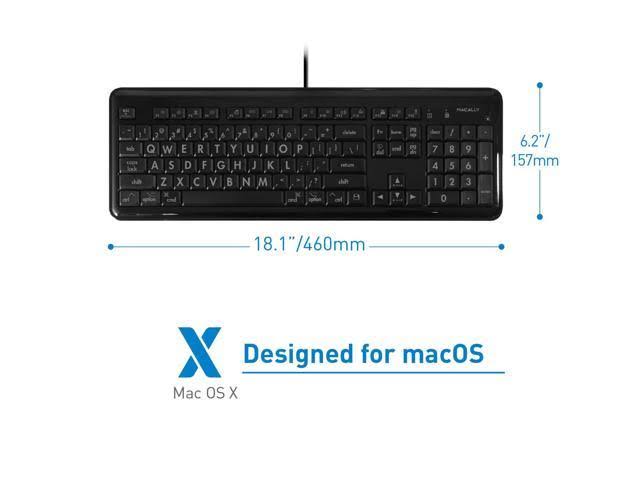 Macally XKEYLEDLP Large Print 7-Color Backlit Full Size USB Keyboard for Mac