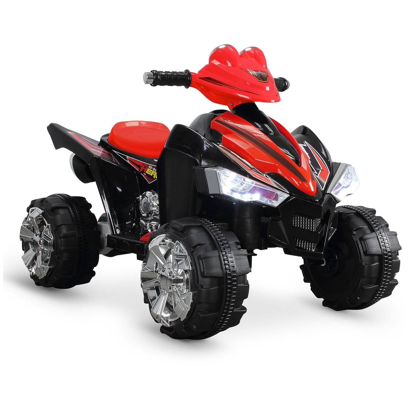 Kidzone Kids Ride on ATV Car 12V Toy Electric 4 Wheel Power Quad w/ Built-in LED Headlights, Red