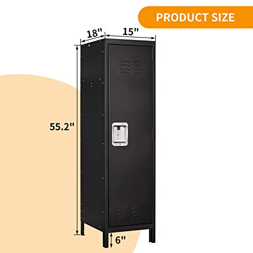 Metal Storage Cabinet, Storage Locker Employees Locker with 4 Doors, 55" Height Steel Cabinet with Lockable Doors, Storage Cabinet with Adjustable Feet for Home Office Gym.