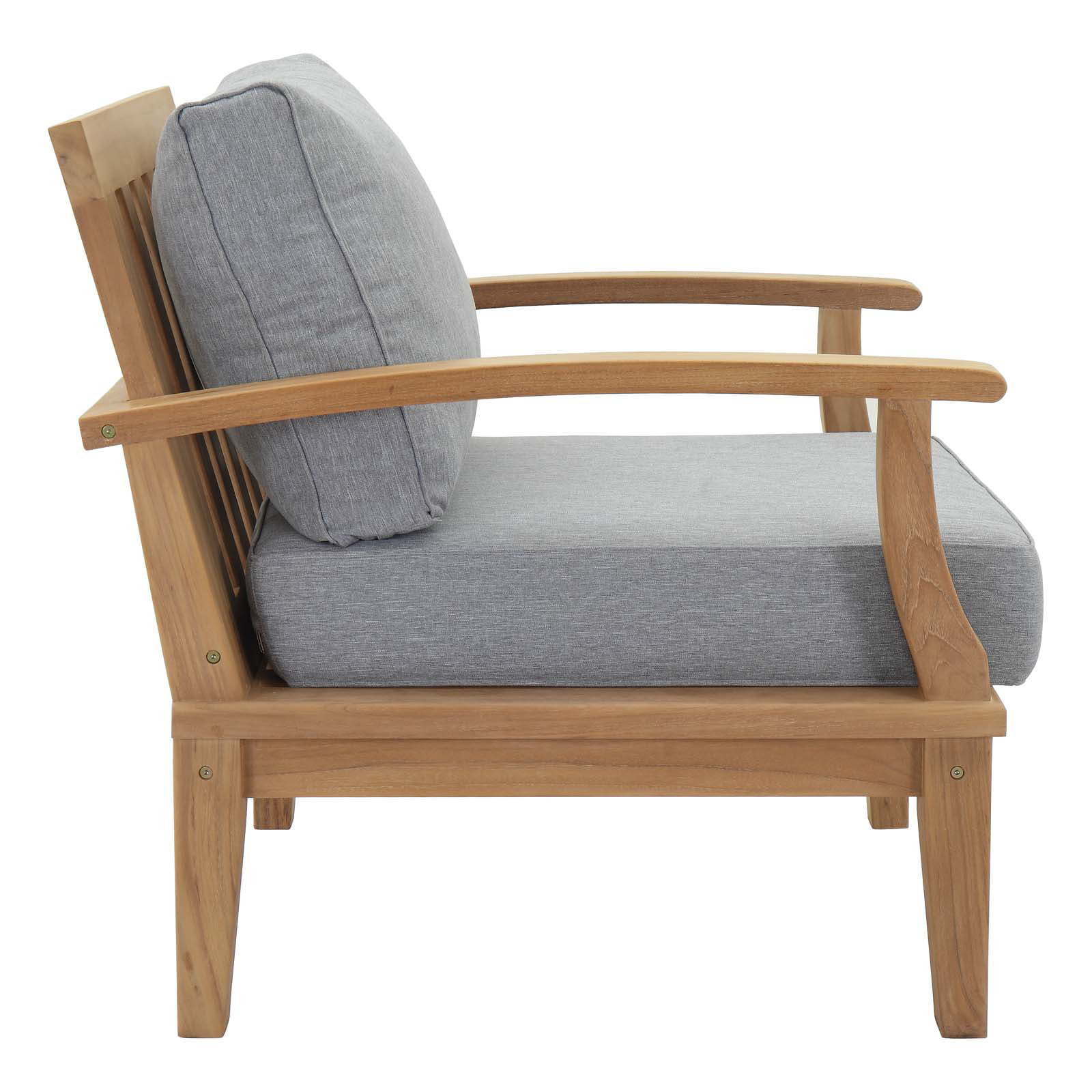 Modway Marina 3 Piece Outdoor Patio Teak Set in Natural Gray