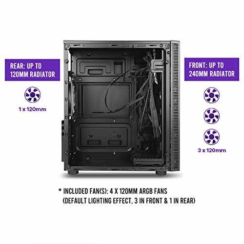 Antec NX Series NX210, Mid-Tower ATX Gaming Case, Tempered Glass Front u0026 Side Panels, 4 x 120 mm ARGB Fans Included