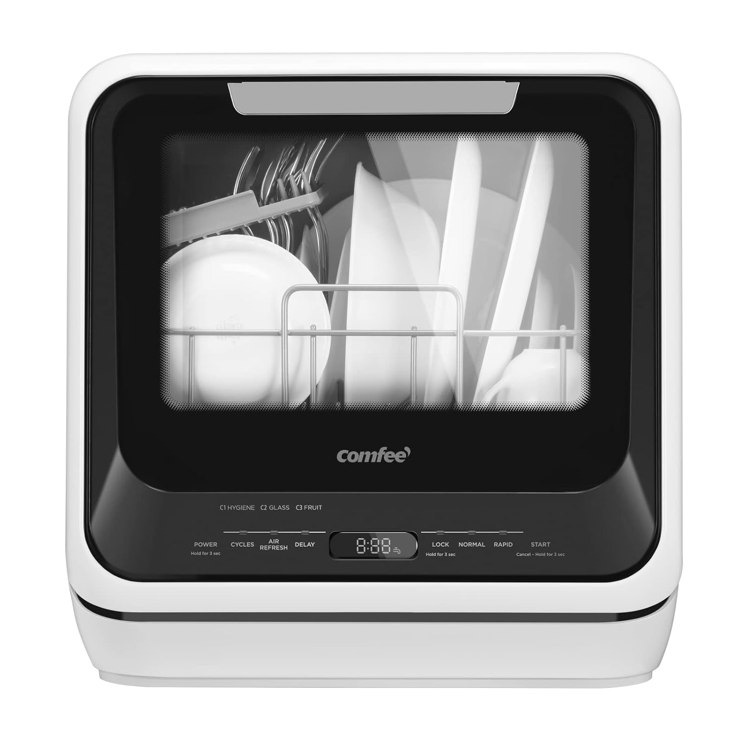 COMFEE' Portable Mini Dishwasher, Washer & Dryer Bundle with Built-in Water Tank, 8 Models, 360° Dual Spray, High-Temp Hygiene Wash