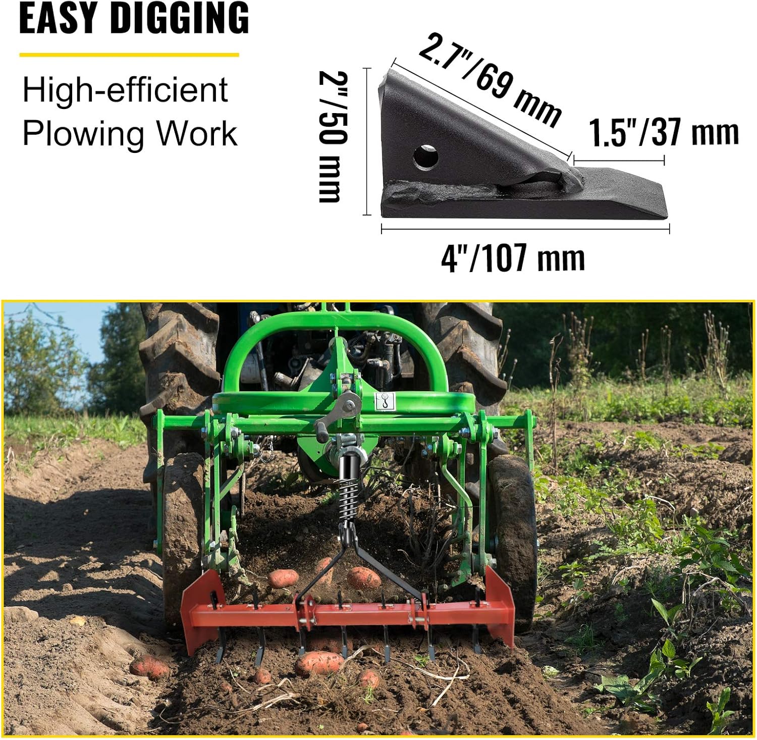 VEVOR 5pcs Box Blade Shank, 16'' Scarifier Shank, 3 Holes Box Scraper Shank, Ripper Shank with Removable Tapered Teeth and Pins, Adjustable Shanks Assembly for Replacement, Digging, Plowing