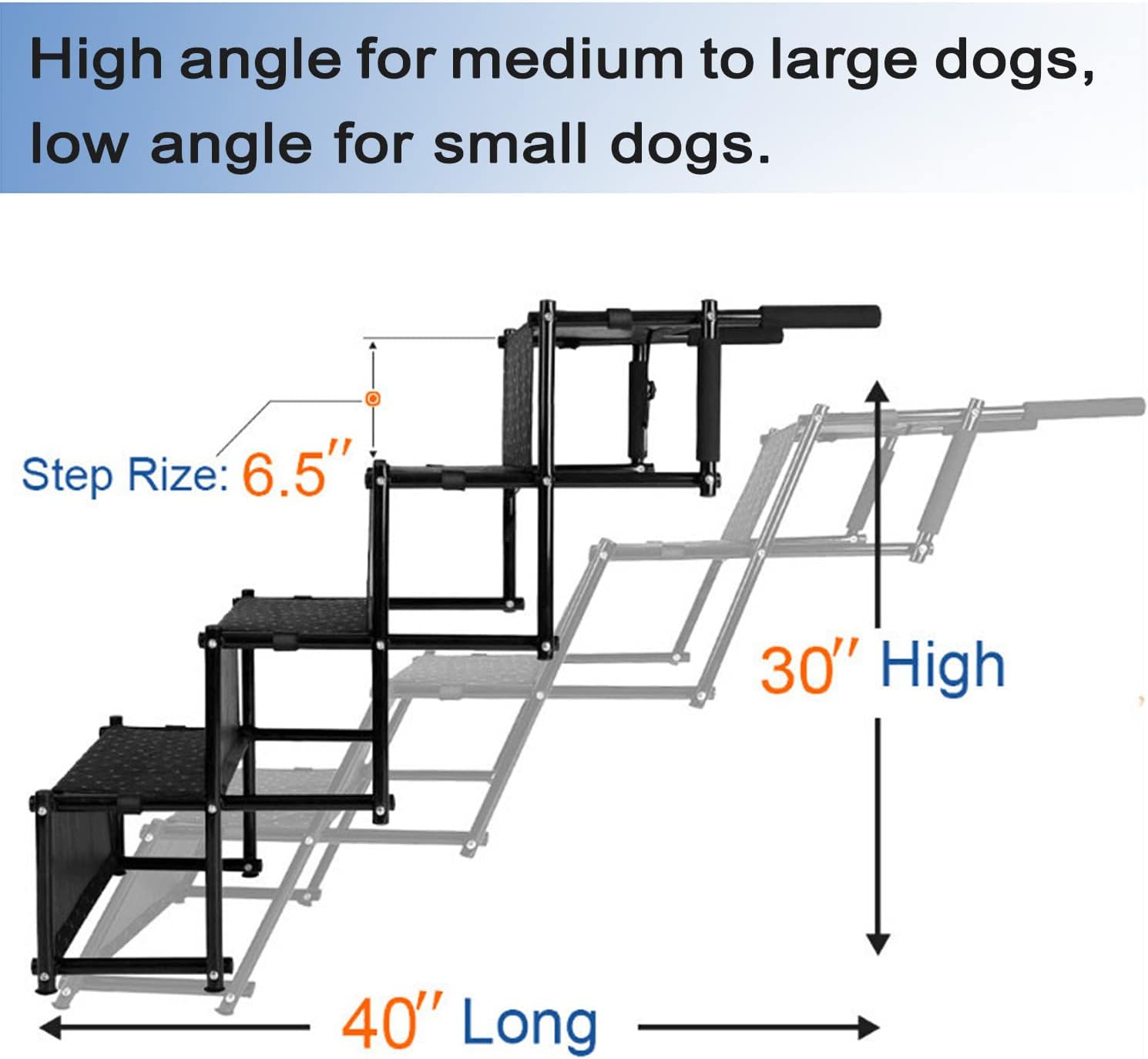 Portable Dog Stairs Foldable Step Stair Lightweight Non-Slip Pet Stairs for High Beds, Trucks, Cars and SUV Pack of 2